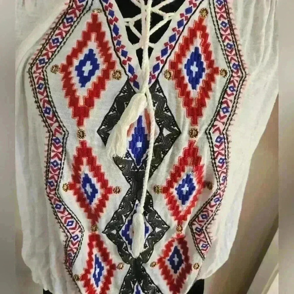 Free People Women’s Boho Embroidered & Embellished Tank Top XS | Festival Chic - Picture 8 of 16